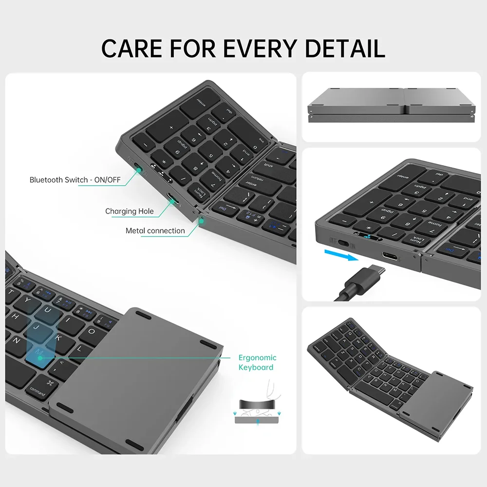 Foldable Wireless Bluetooth Keyboard